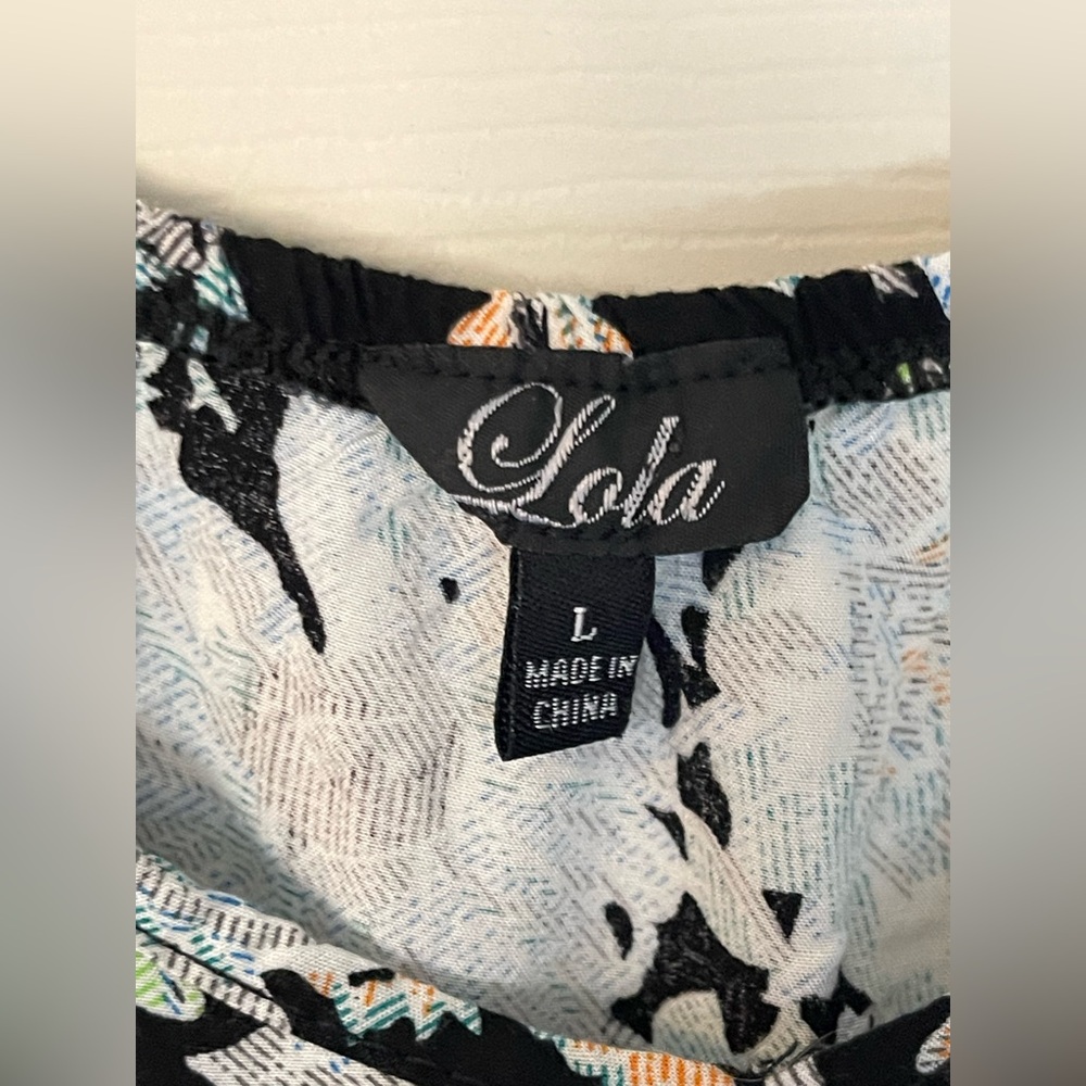 LOLA Floral Jumper Spaghetti Straps in Black and Blue Size Large - Picture 6 of 7